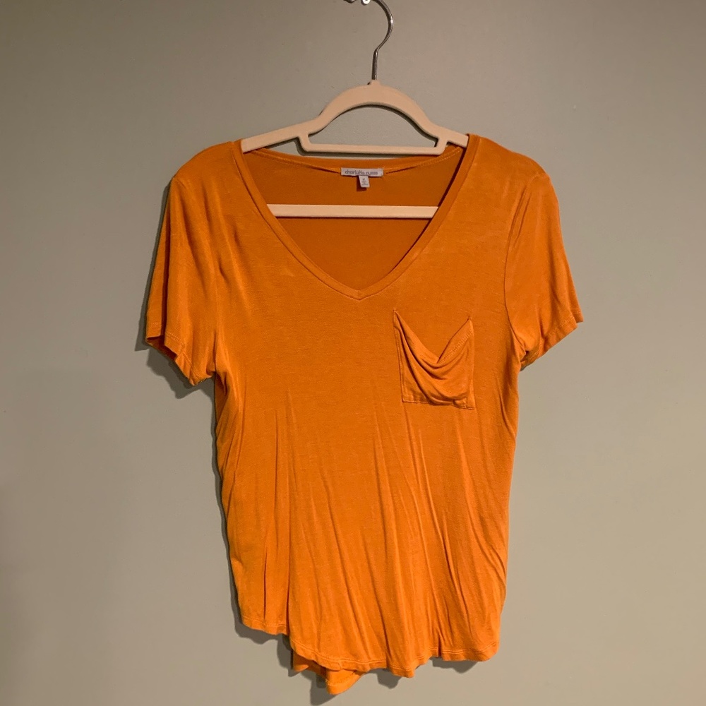 Orange V-Neck with Breast Pocket